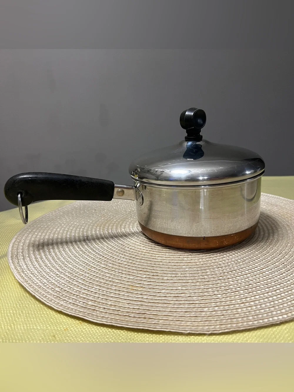 Vintage Revere Ware 1 Qt Copper Bottom Saucepan Lid 89B USA